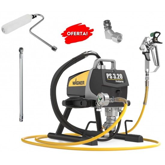 Mquina pintar Pro Spray 3.20 Piston WG-2412438 + Rolo airless WG-2420499 + Adaptador  angular WG-50