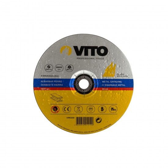 Disco rebarbar ferro 230mm refª VIRE230 VITO Disco rebarbar ferro 230mm refª VIRE230 VITO