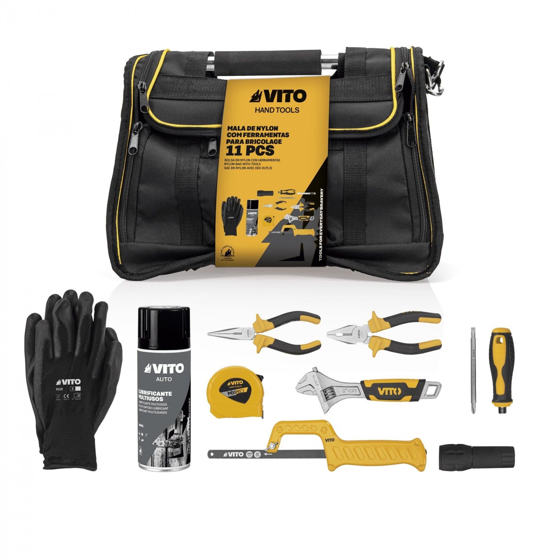 Mala em nylon com ferramentas para bricolage - 11 peças refª VIMNFB11 VITO