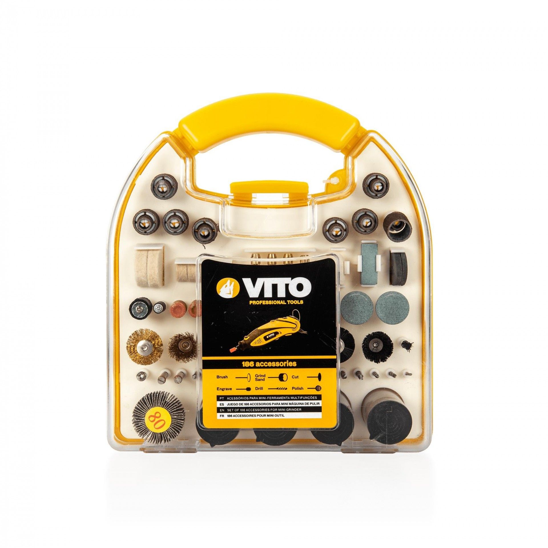 Conjunto de 186 acessórios para mini ferramenta multifunções refª VIK186A VITO