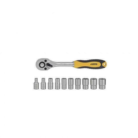 Jogo de chaves com roquete 1/4? - 11 pcs ref VIJR1411 VITO