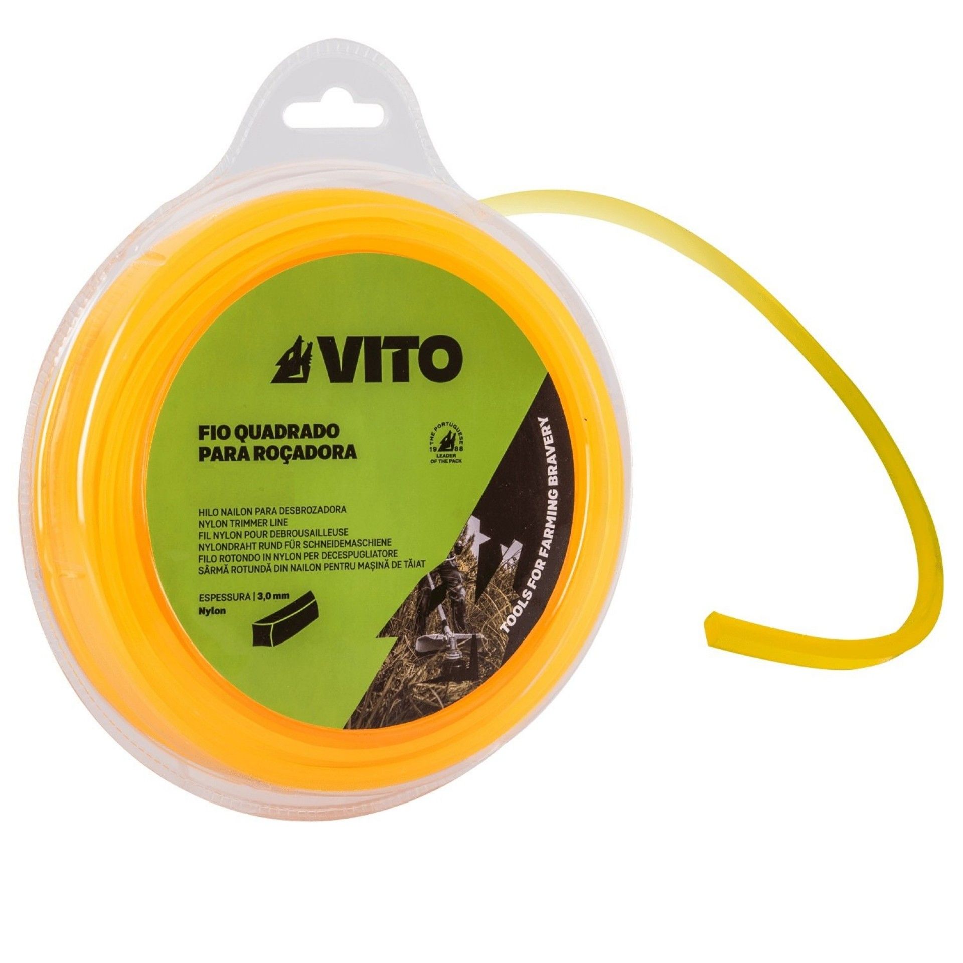 Fio nylon quadrado p/ roçadora 3mm 60m refª VIFRQ360 Vito