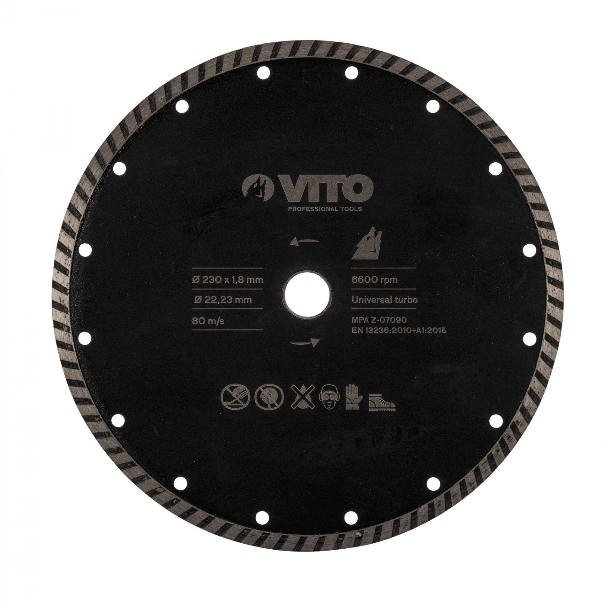Disco diamantado universal turbo 230mm refª VIDT230 VITO