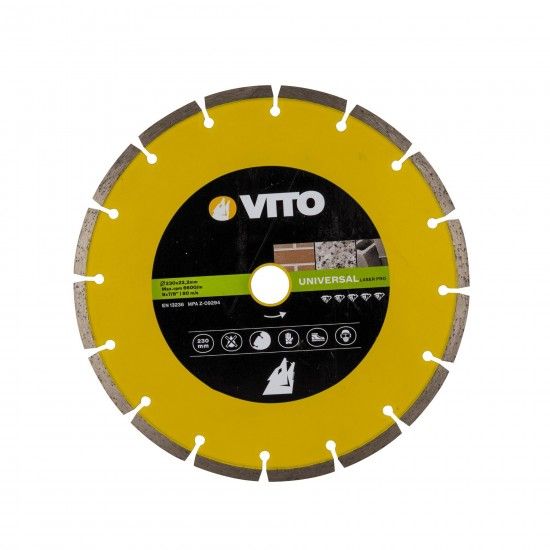 Disco diamantado segmentado universal pro 230mm refª VIDL230P VITO Disco diamantado segmentado universal pro 230mm refª VIDL230P VITO