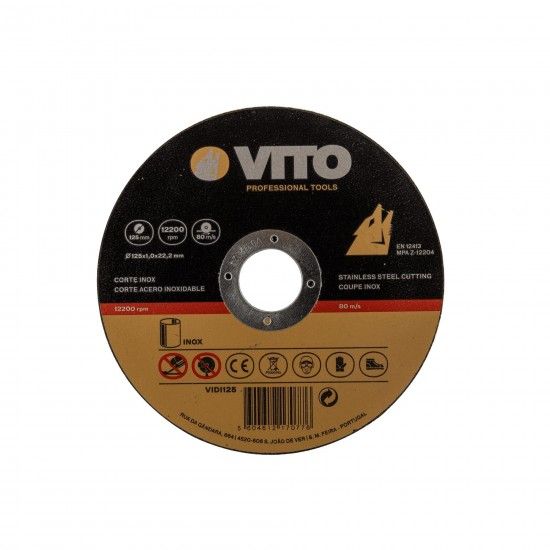 Disco corte inox 115mm refª VIDI1151 VITO Disco corte inox 115mm refª VIDI1151 VITO