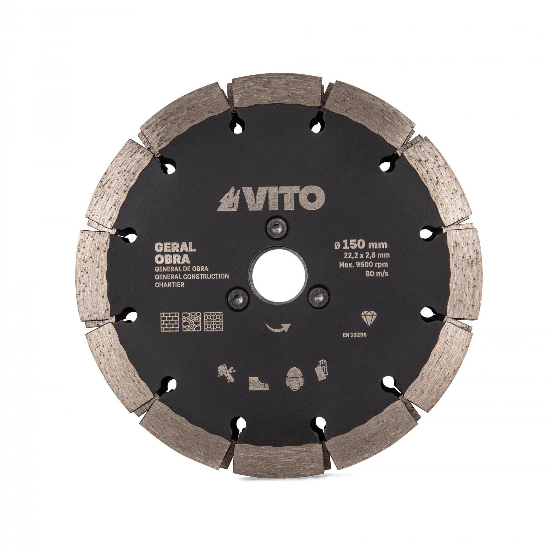 Disco diamantado segmentado geral obra pro 3 em 1 150mm refª VIDGOP3150 VITO