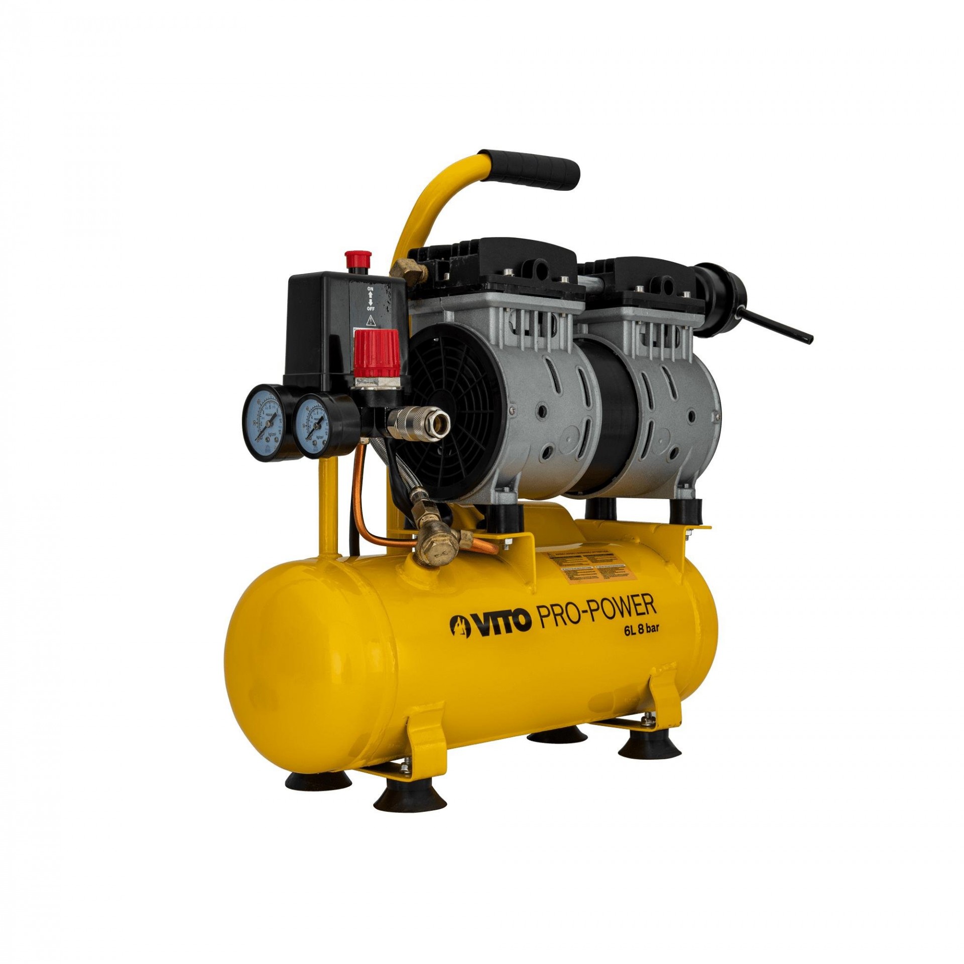 Compressor sem óleo silencioso 6lt 8 bar 0.7hp refª VICSOS6 VITO