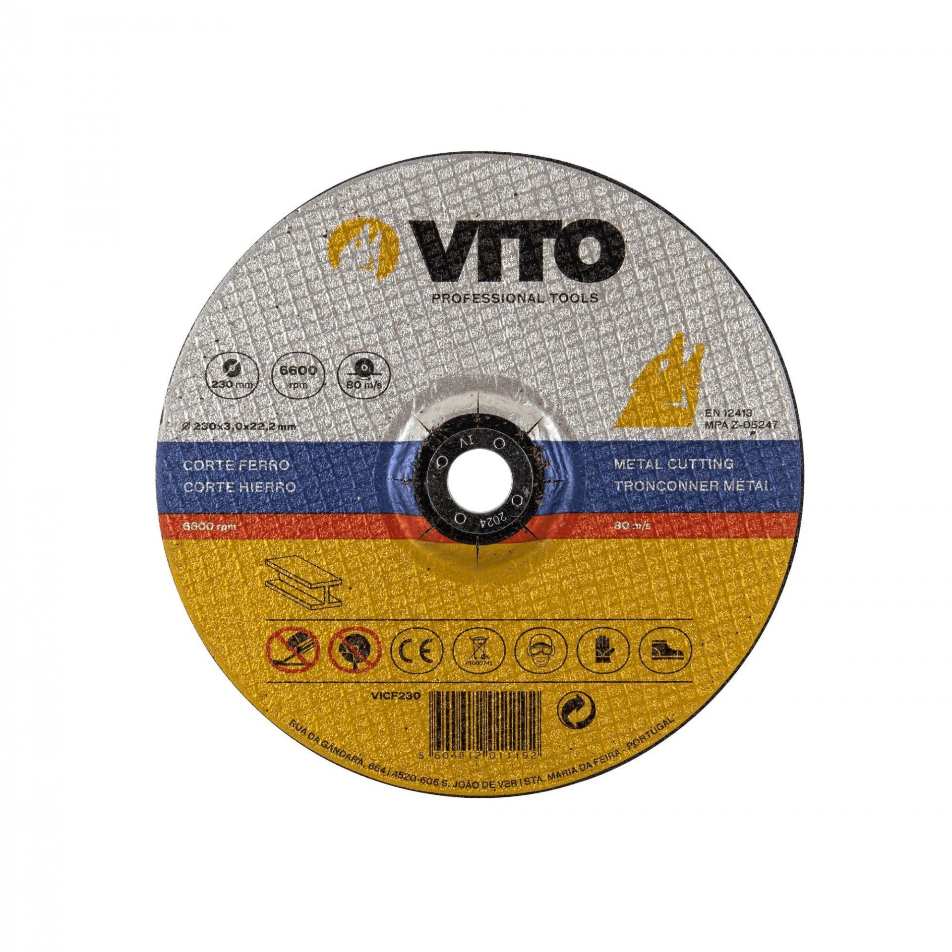 Disco corte ferro 230mm refª VICF230 VITO