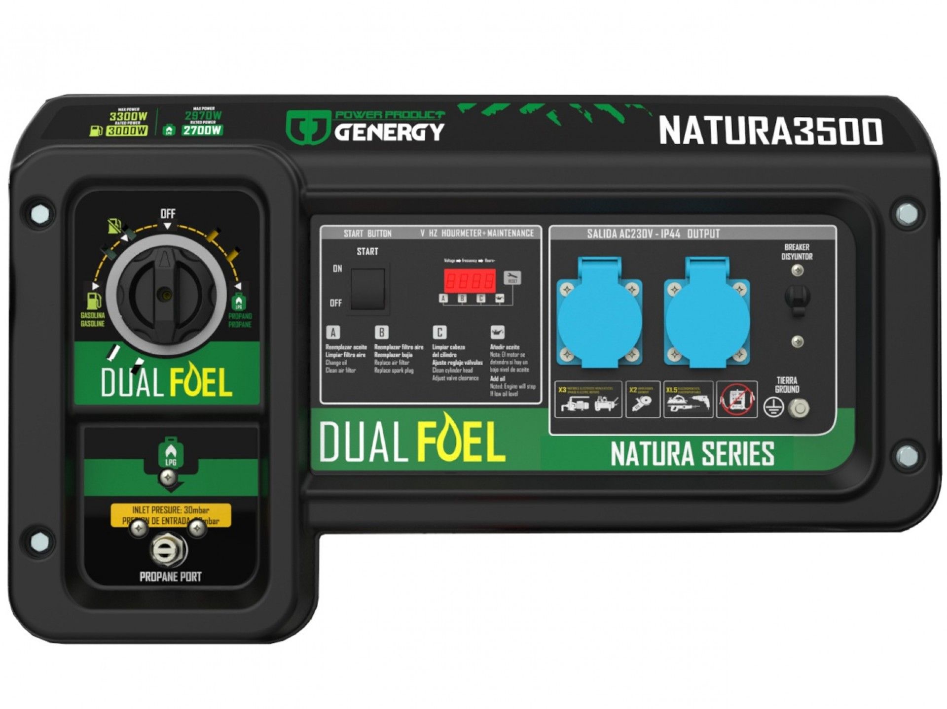 Gerador Gasolina-Propano NATURA 3500 3300W refª 15020 GENERGY