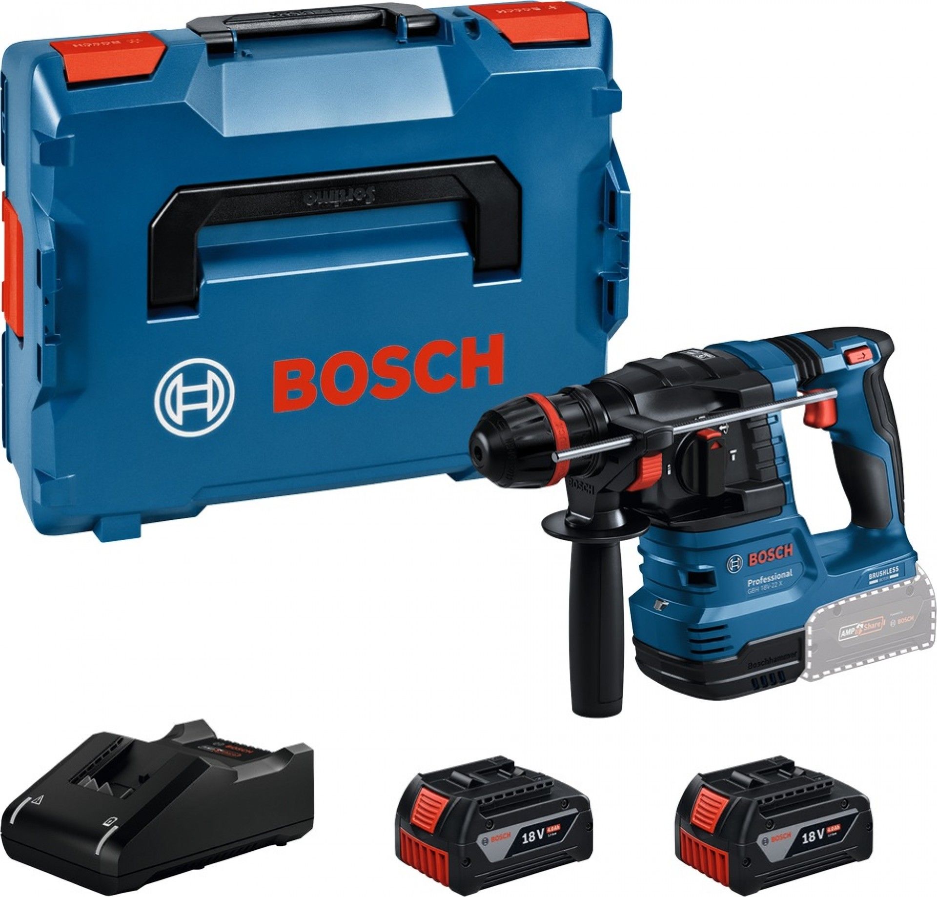 Martelo GBH 18V-22 X + 2 baterias 4.0Ah L-BOXX refª 0611924101 BOSCH