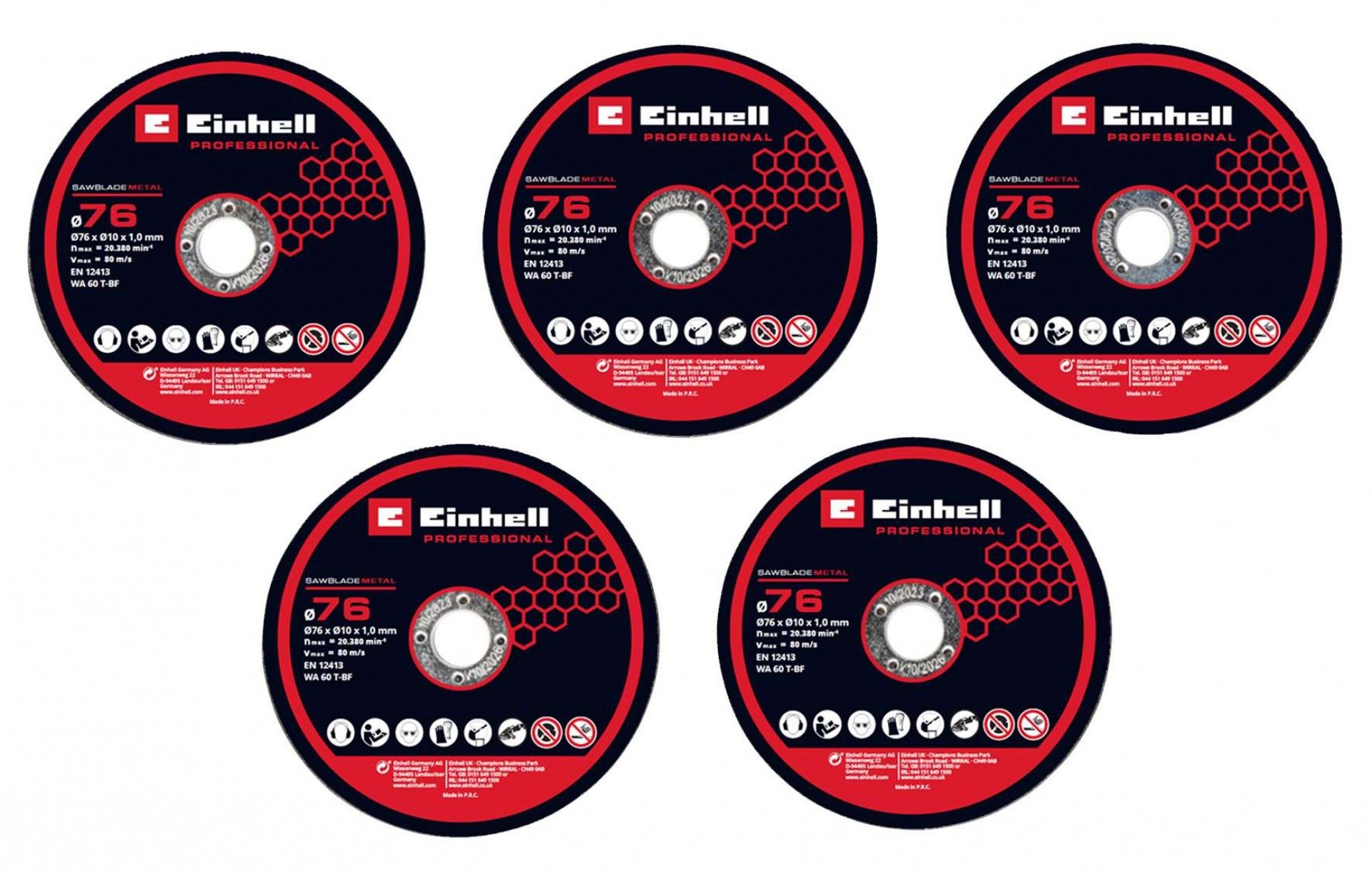Conjunto de 5 discos de corte 76 mm refª 4440471 Einhell