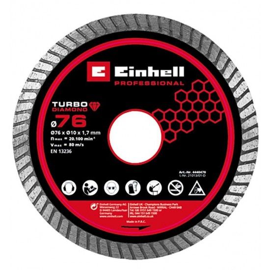 Disco de corte diamantado 76 x 1,7 mm ref 4440470 Einhell
