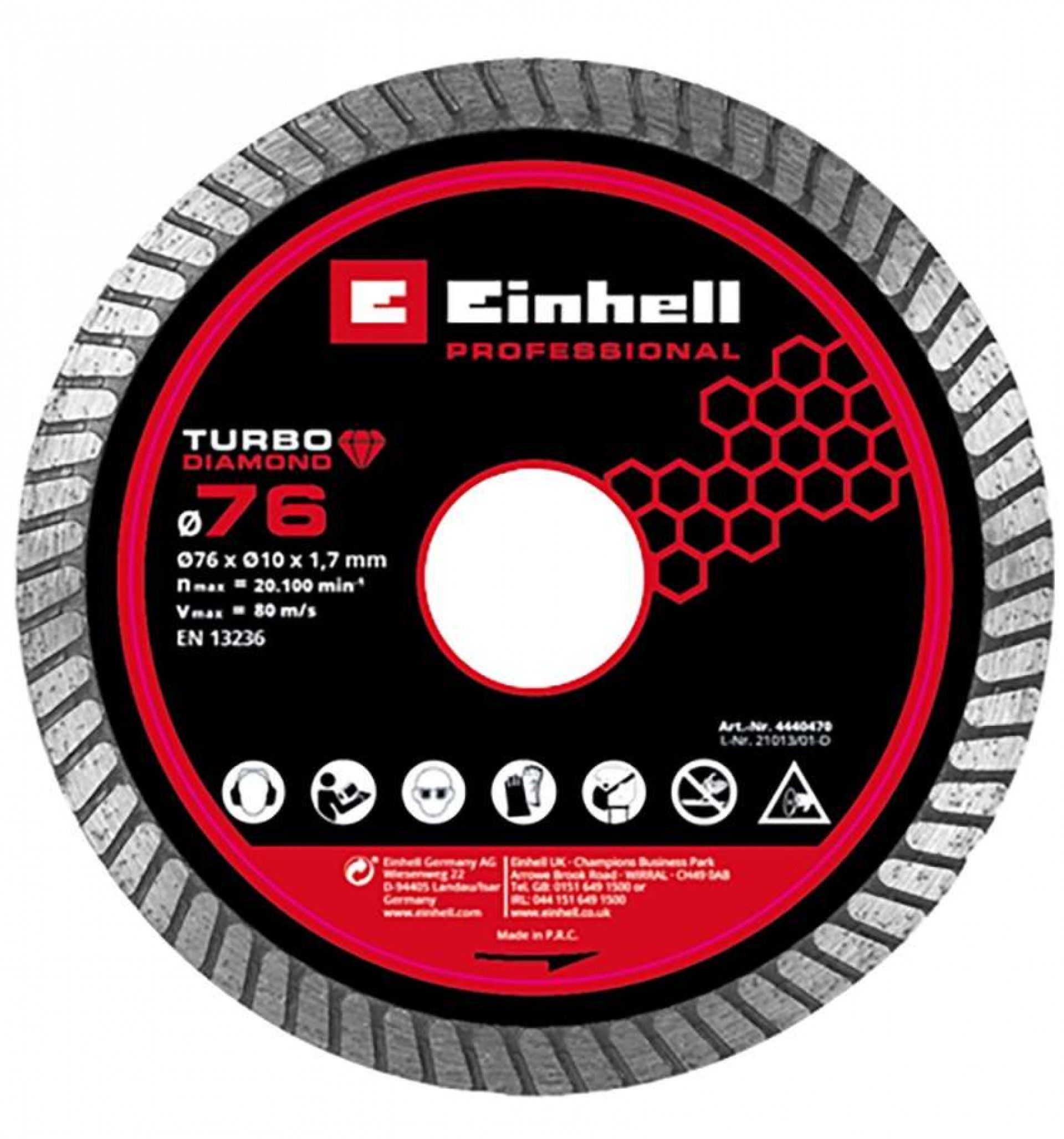 Disco de corte diamantado 76 x 1,7 mm refª 4440470 Einhell