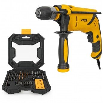 Berbequim 850w 13mm c/percusso + kit brocas e bits 32p ref VIBE850VIBB32 VITO