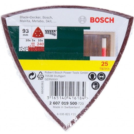 Lixas Delta G60/120/240 25pç refª 2607019500 BOSCH Lixas Delta G60/120/240 25pç refª 2607019500 BOSCH