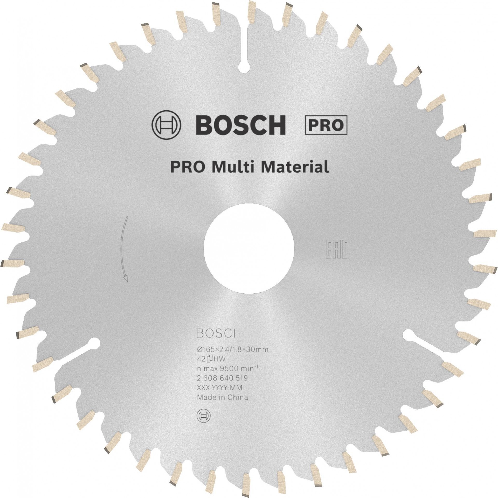 Disco PRO Multi Material, 165 x 2,4 x 30 mm refª 2608640519 BOSCH