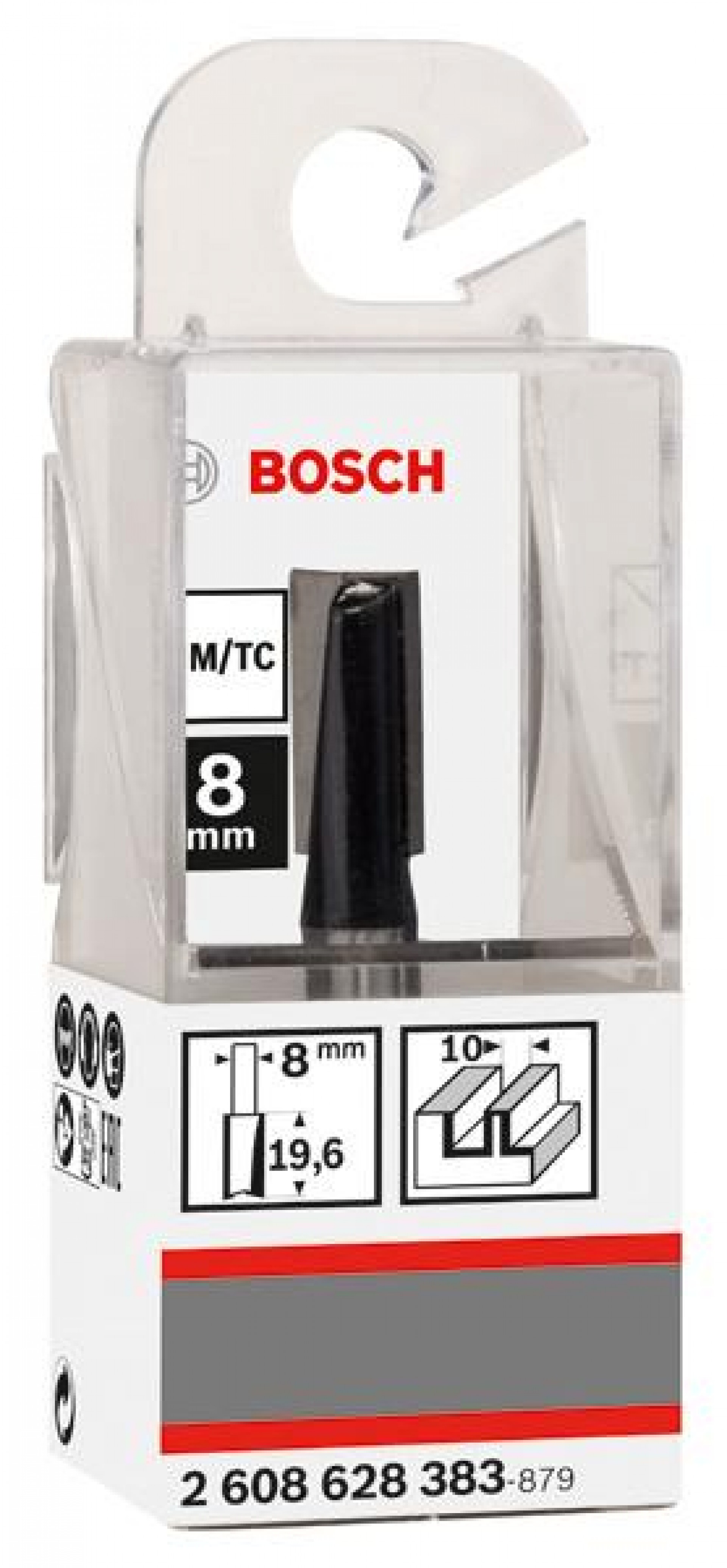 Fresa Straight Bit, Two Flutes, Ø 10 x L 19.6, Shank 8 mm refª 2608628383 BOSCH