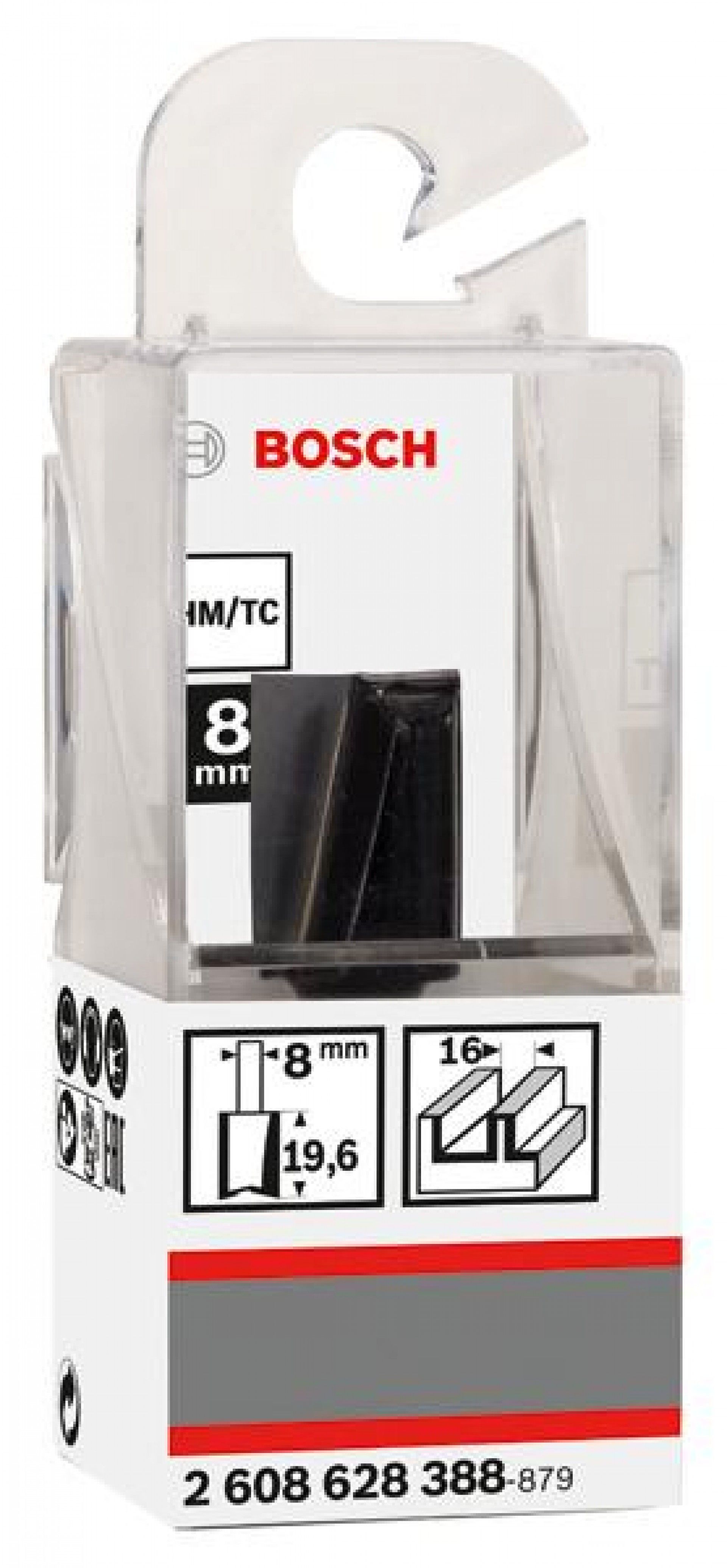 Fresa Straight Bit, Two Flutes, Ø 16 x L 19.6, Shank 8 mm refª 2608628388 BOSCH