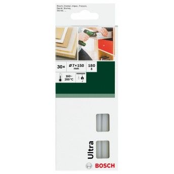 Bastão de cola transparente Bastão de cola Ultra 7 mm30 unid. refª 2609256D29 BOSCH Bastão de cola transparente Bastão de cola Ultra 7 mm30 unid. refª 2609256D29 BOSCH