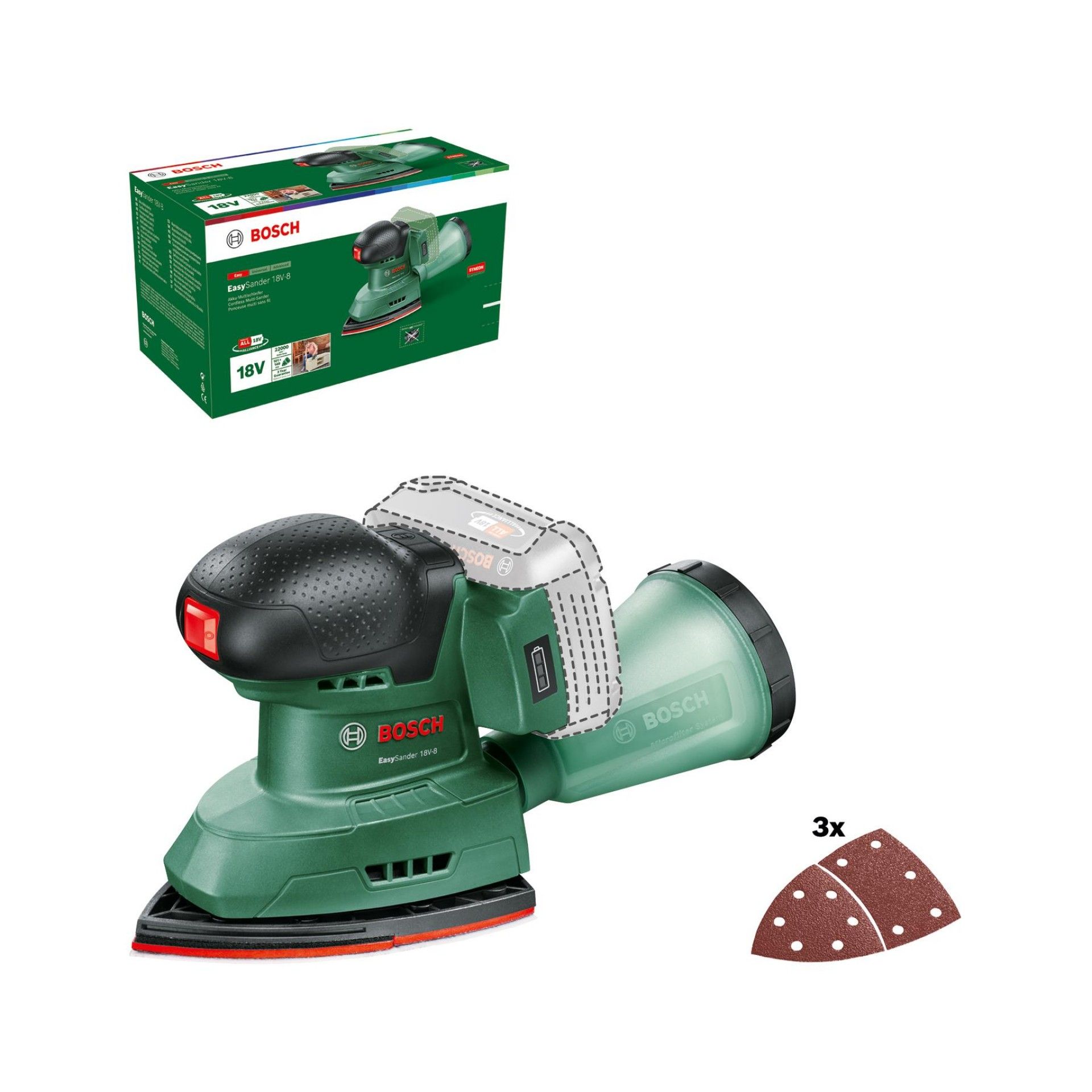Multilixadeira sem fio EasySander 18V-8 refª 06033E3000 BOSCH