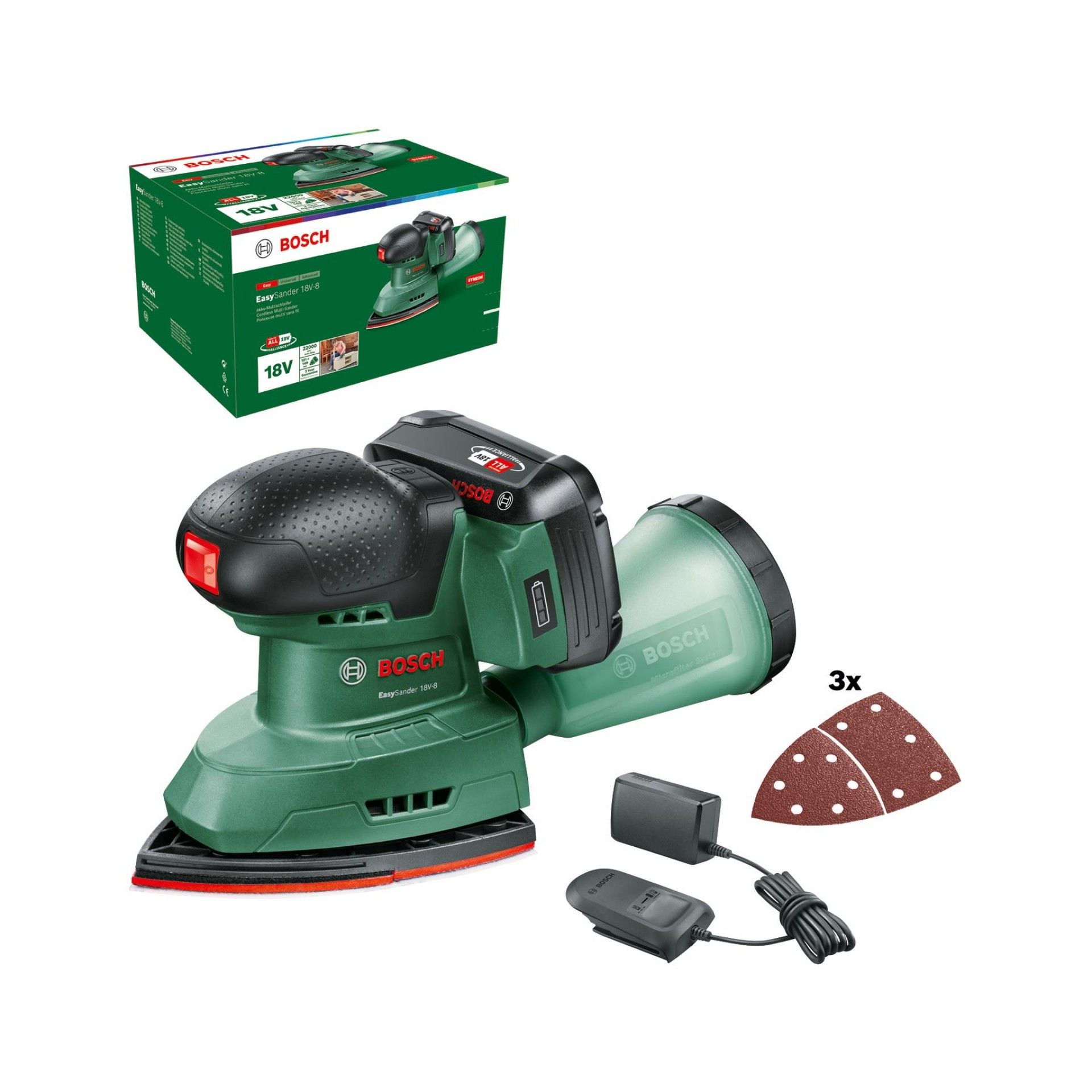 Multilixadeira sem fio EasySander 18V-8 refª 06033E3002 BOSCH