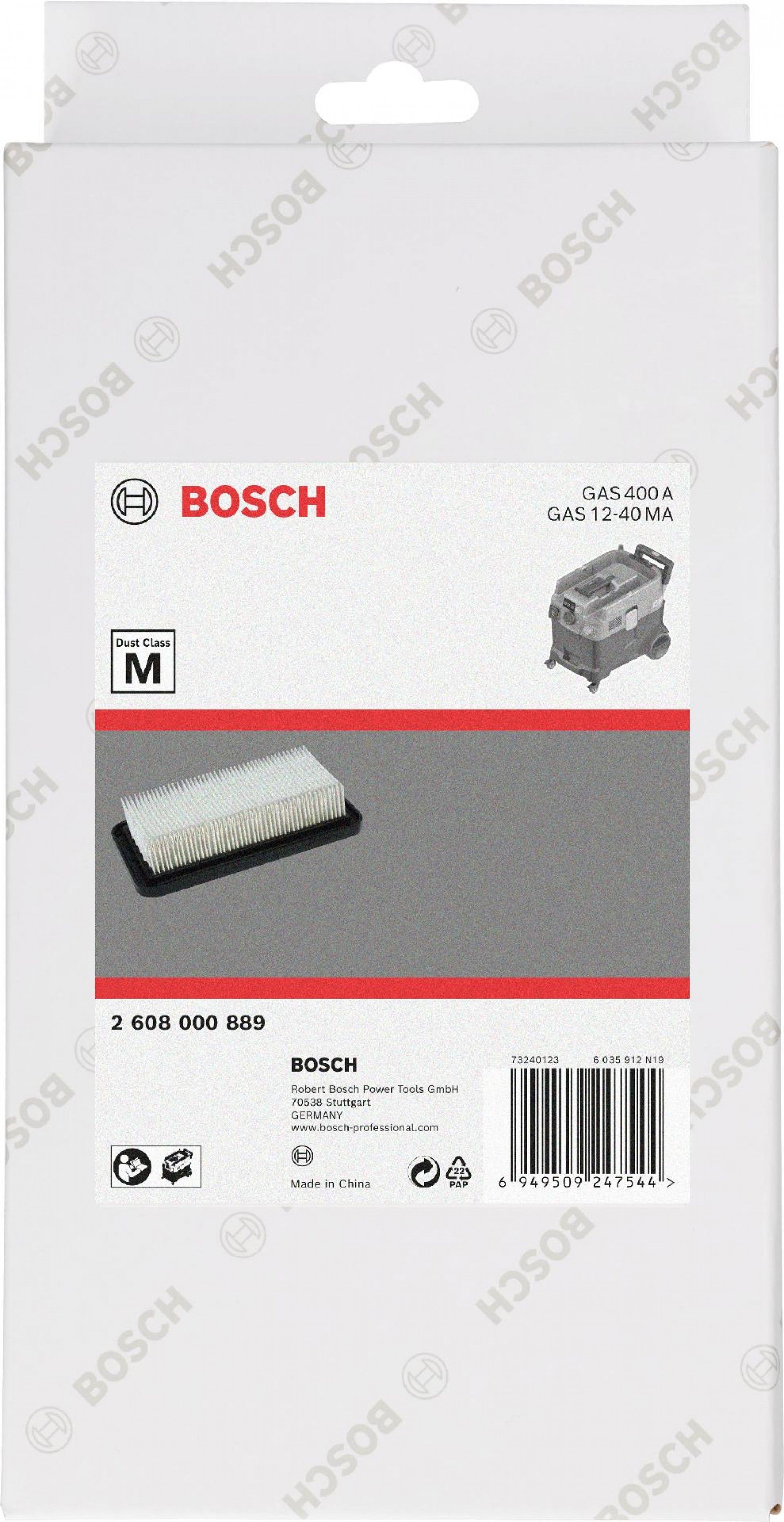 Filtro plano com pregas PES refª 2608000889 BOSCH