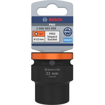 Pontas de aparafusar e chaves de caixa PRO Impact Socket, ¾", 22 mm, standard refª 2608003059 BOSCH Pontas de aparafusar e chaves de caixa PRO Impact Socket, ¾", 22 mm, standard refª 2608003059 BOSCH
