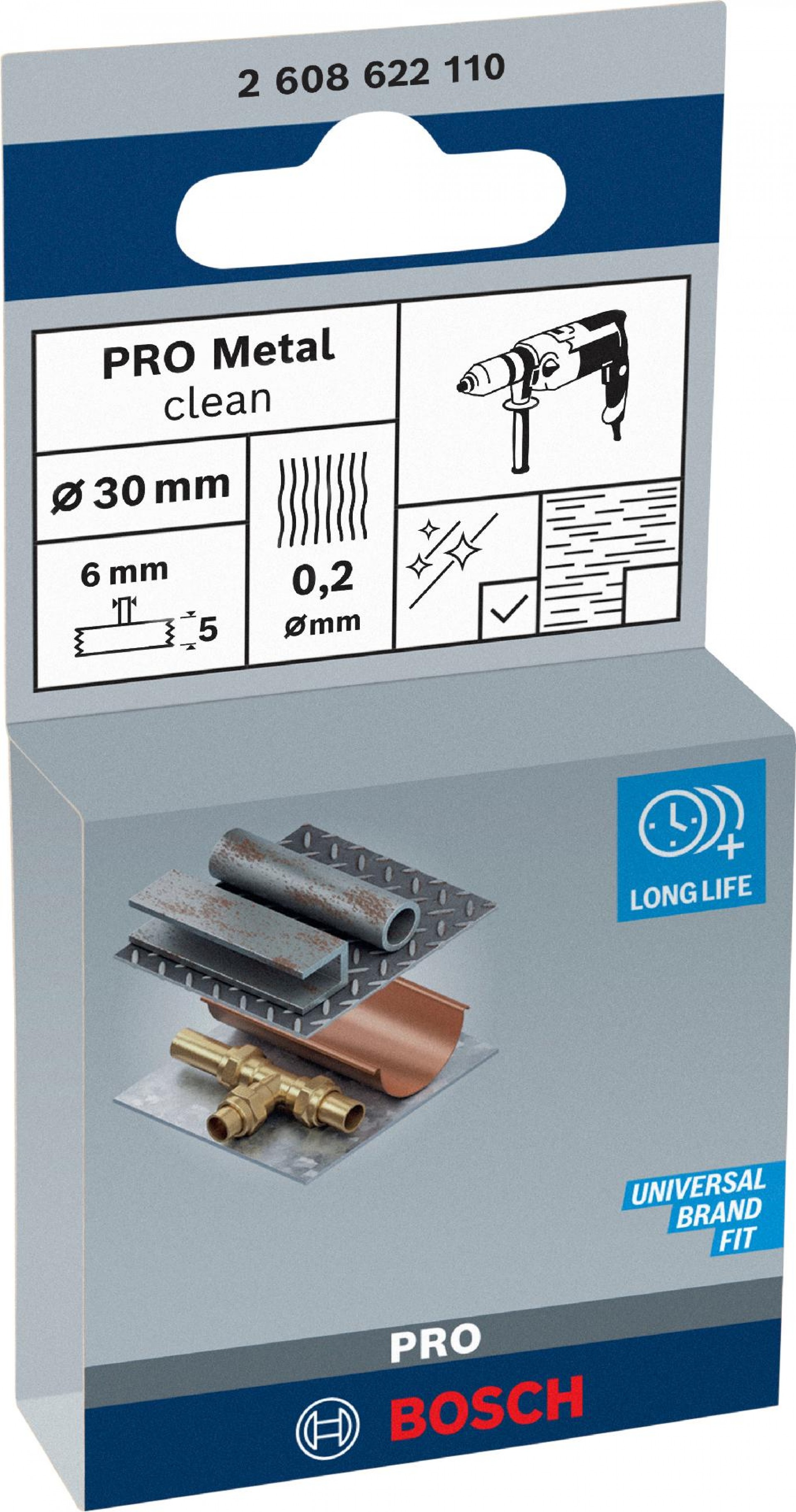 Catrabucha em disco PRO Metal clean, encabadouro reto, 30 x 0,2 mm refª 2608622110 BOSCH
