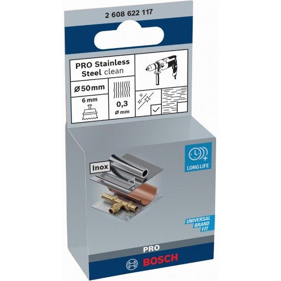 Catrabucha em copo PRO Stainless Steel clean, encabadouro reto, 50 x 0,3 mm ref� 2608622117 BOSCH