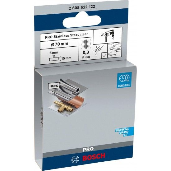 Catrabucha em disco PRO Stainless Steel clean, encabadouro reto, 70 x 0,3 mm ref� 2608622122 BOSCH