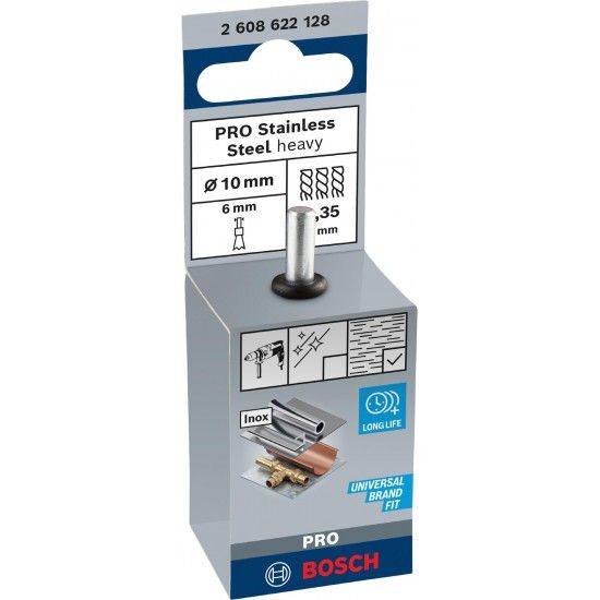 Catrabucha de acabamento PRO Stainless Steel heavy, encabadouro reto, 10 x 0,35 mm ref� 2608622128 B