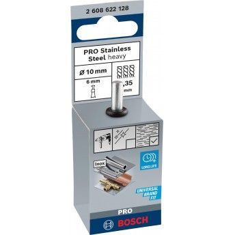 Catrabucha de acabamento PRO Stainless Steel heavy, encabadouro reto, 10 x 0,35 mm ref� 2608622128 B