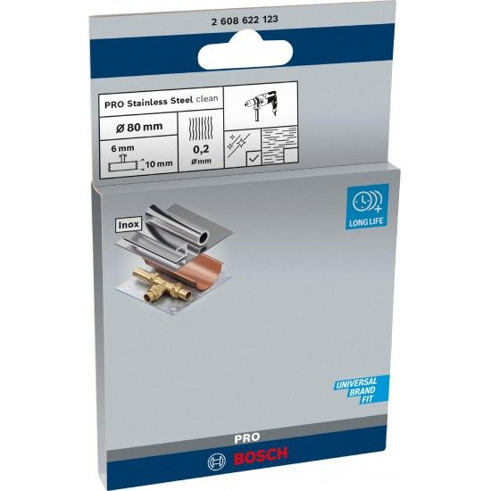 Catrabucha em disco PRO Stainless Steel clean, encabadouro reto, 80 x 0,2 mm ref� 2608622123 BOSCH