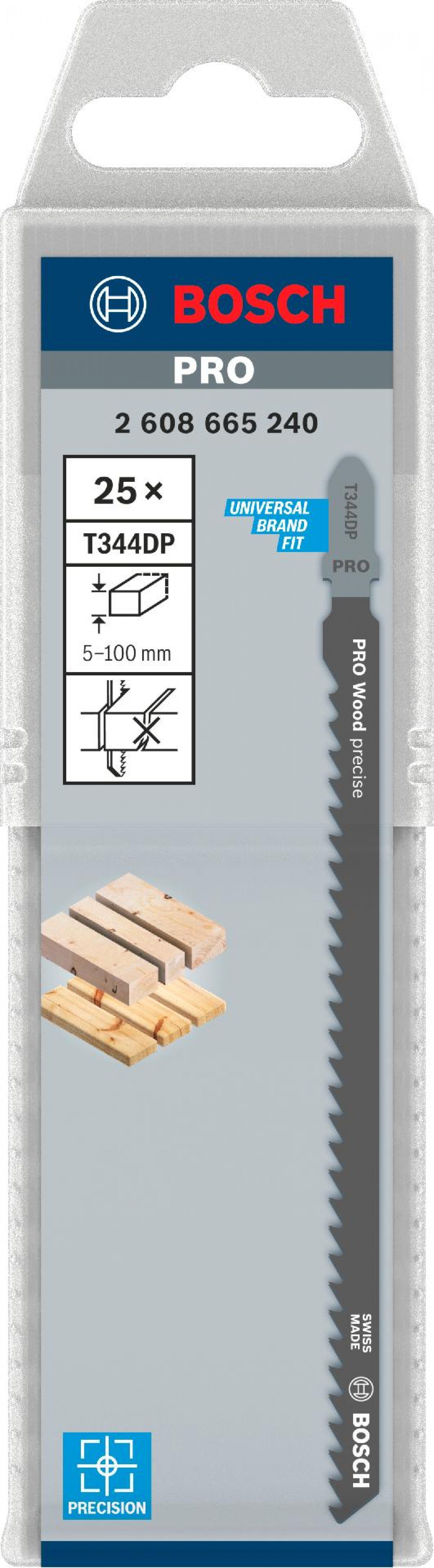 Lâmina de serra vertical PRO Wood precise T344DP, 152 mm, 25 unid. refª 2608665240 BOSCH