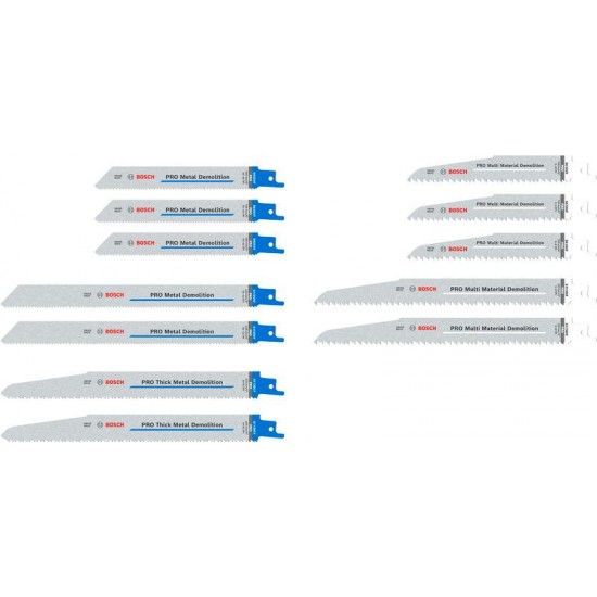 Lâmina de serra sabre PRO Demolition Blade Set, 12 pcs refª 2607011821 BOSCH Lâmina de serra sabre PRO Demolition Blade Set, 12 pcs refª 2607011821 BOSCH