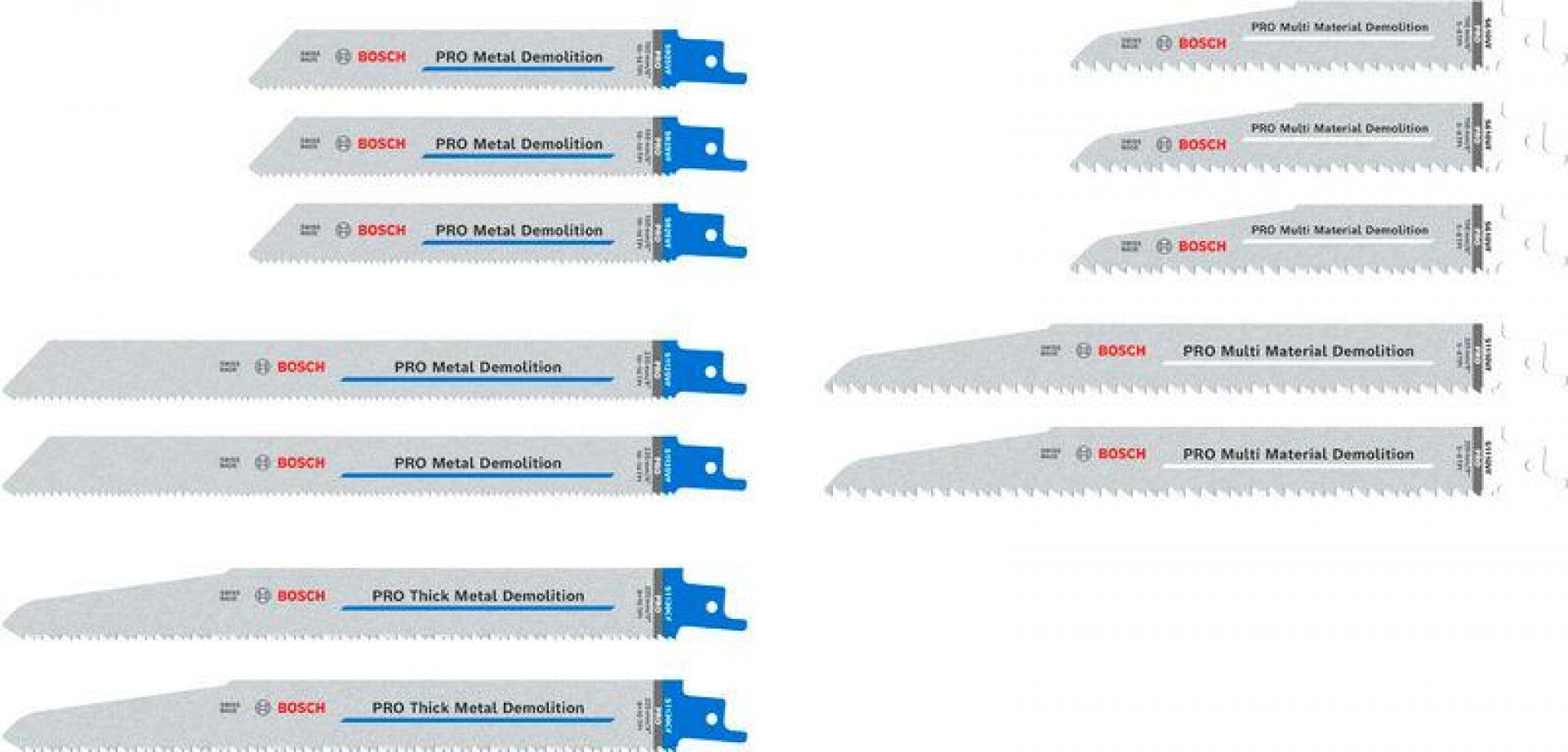 Lâmina de serra sabre PRO Demolition Blade Set, 12 pcs refª 2607011821 BOSCH