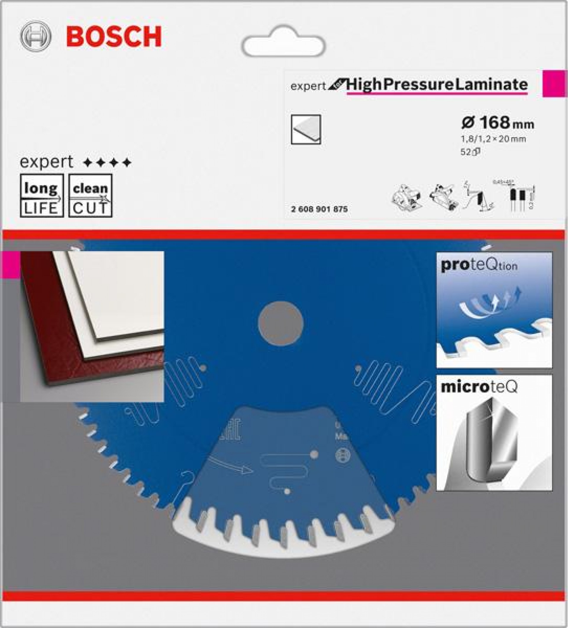 Expert for High Pressure Laminate 168 x 20 x 1,8/1,2 mm, T52 refª 2608901875 BOSCH