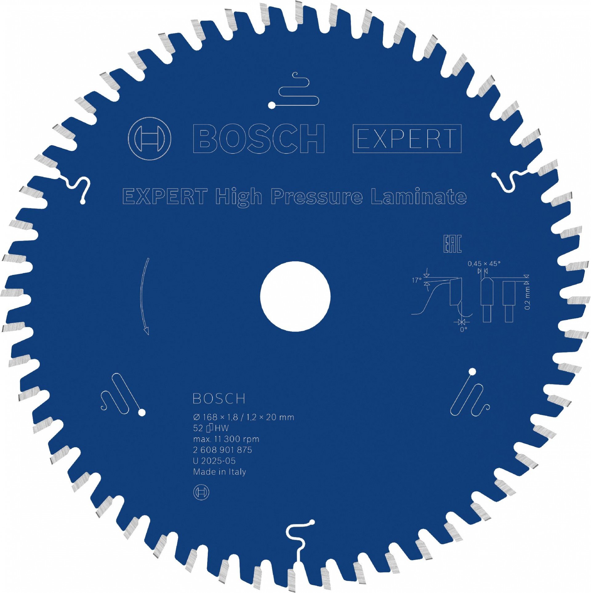 Expert for High Pressure Laminate 168 x 20 x 1,8/1,2 mm, T52 refª 2608901875 BOSCH
