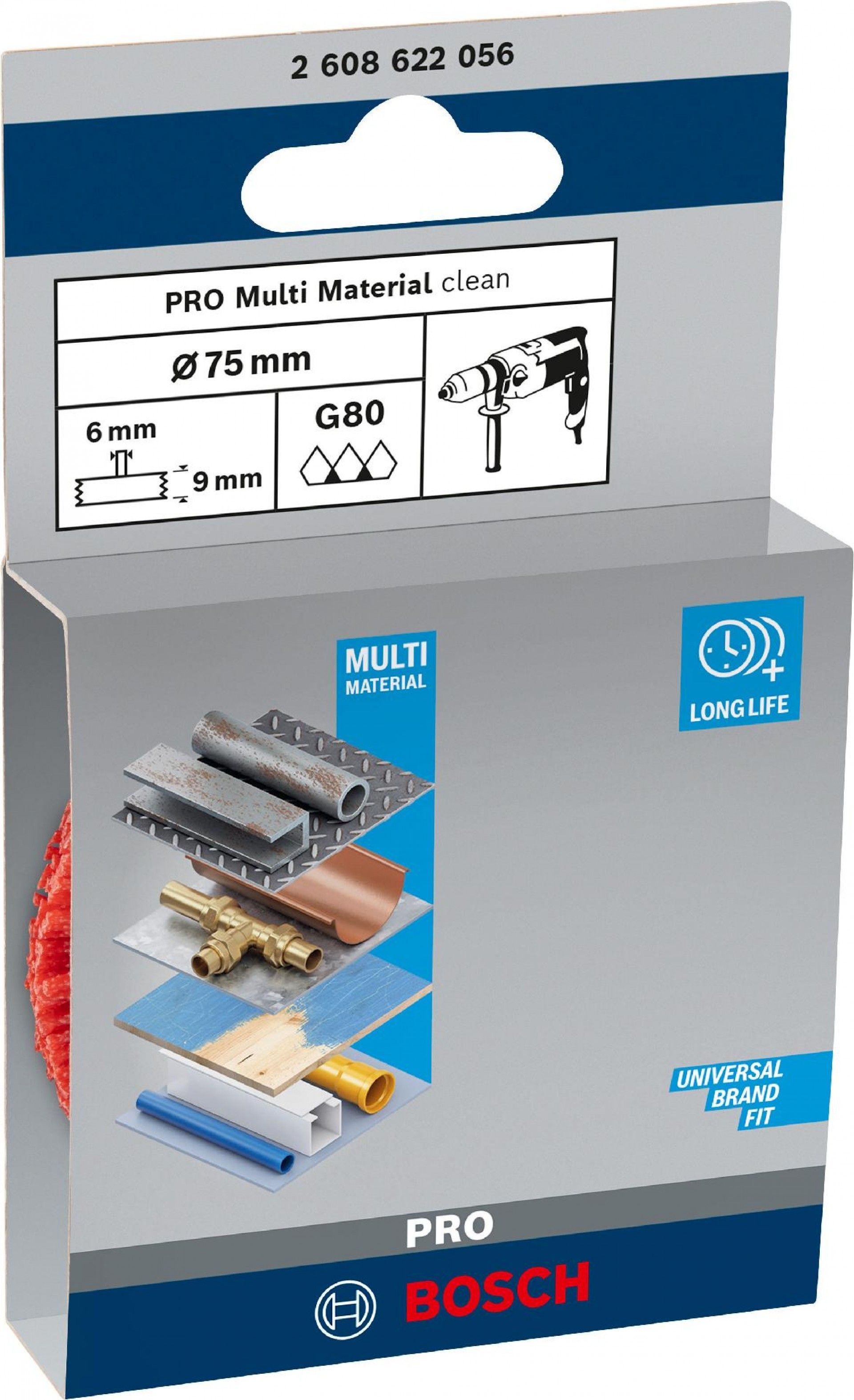 Catrabucha em disco PRO Multi Material clean, encabadouro reto, 75 x 1 mm refª 2608622056 BOSCH