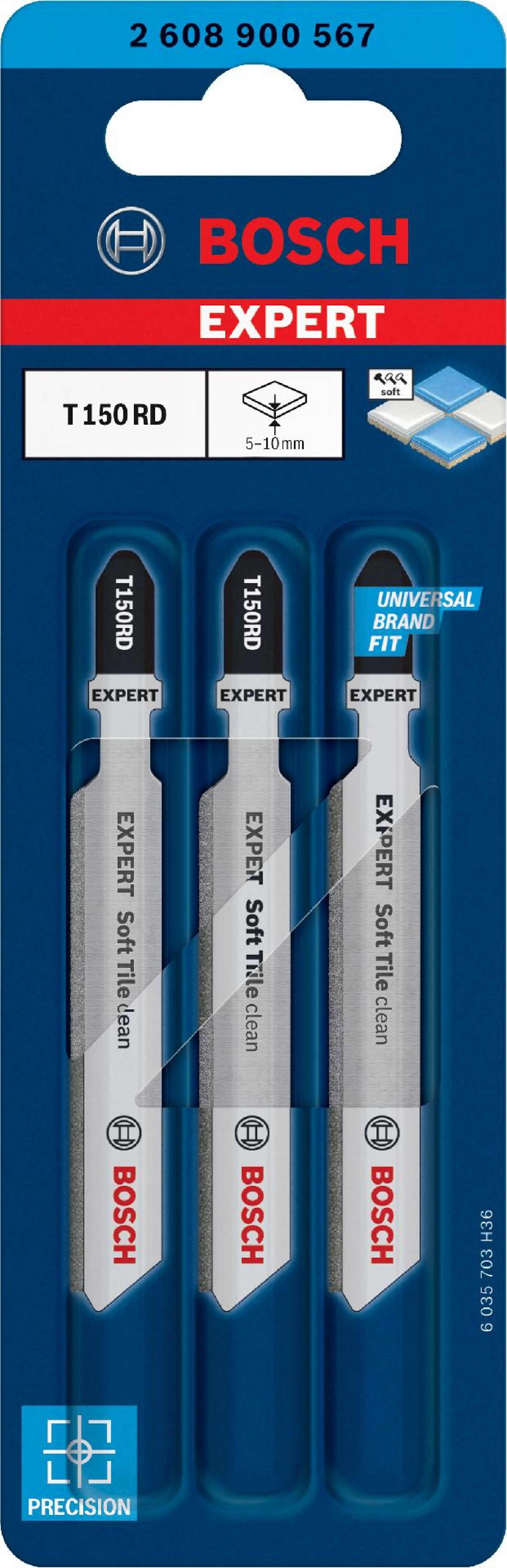 Lâmina de serra vertical T 150 RD EXPERT ?Soft Tile Clean? 3 un. refª 2608900567 BOSCH