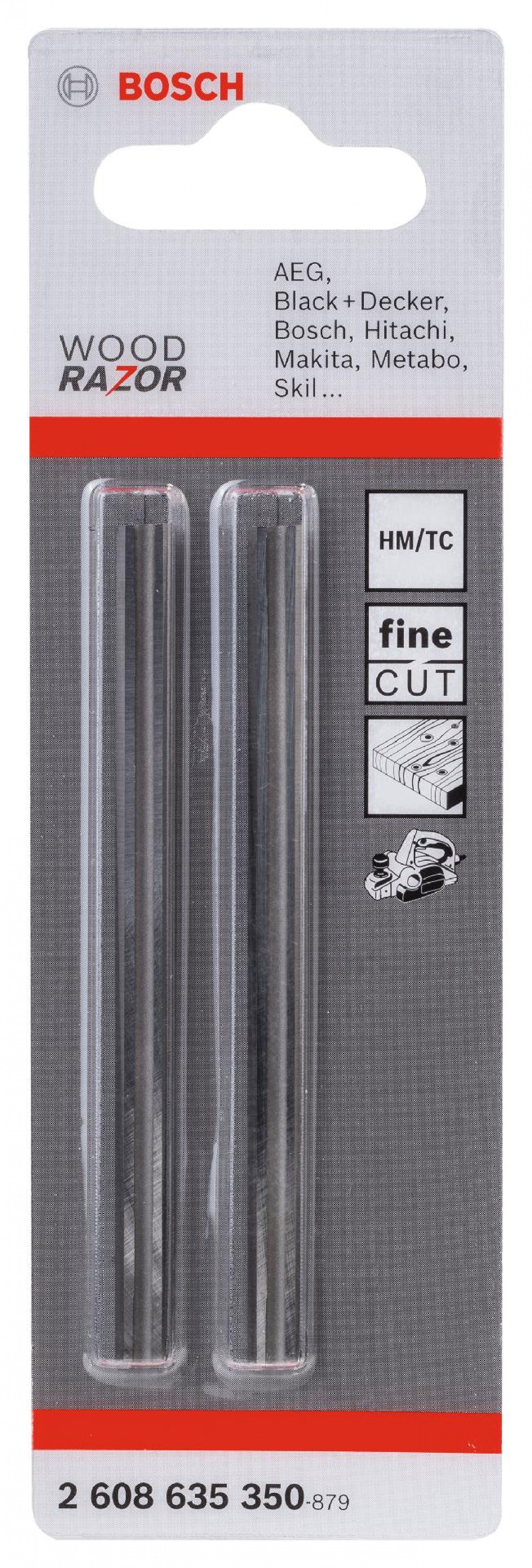 Lâmina de plaina manual 82 mm, afiada, reta, carboneto de tungsténio, 40 °. refª 2608635350 BOSCH