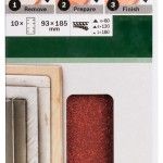 Conjunto de 10 folhas de lixa para lixadeira vibratóriaG= 60, 120, 180 refª 2609256A86 BOSCH Conjunto de 10 folhas de lixa para lixadeira vibratóriaG= 60, 120, 180 refª 2609256A86 BOSCH