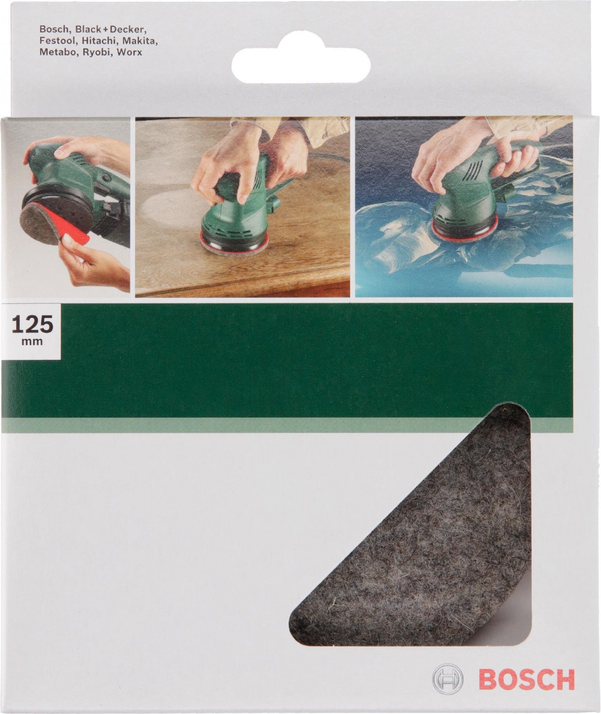 Polir Feltro de polir para lixadeira excêntrica, 125 mmFixação autoaderente refª 2609256054 BOSCH