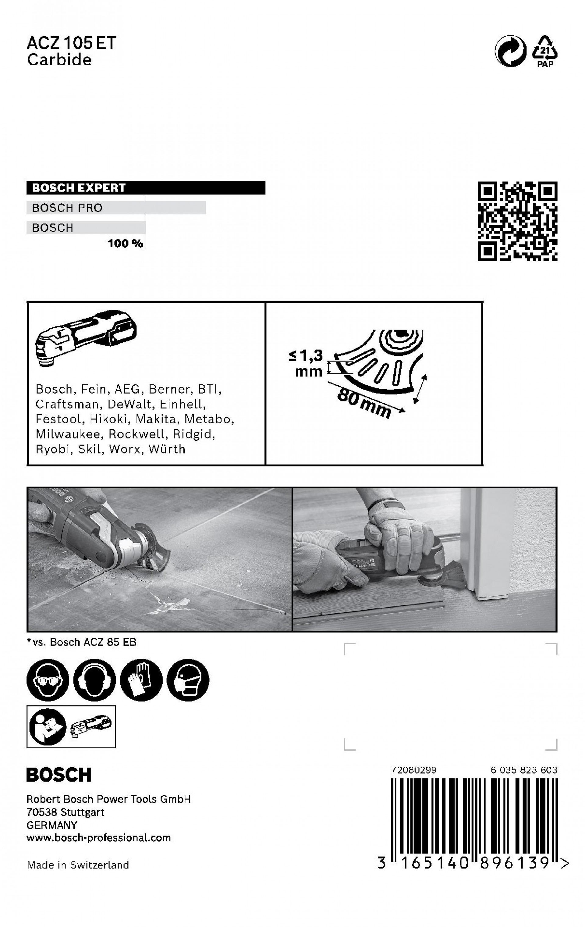Lâmina ACZ 105 ET EXPERT MultiMaterial Segment 1 peça refª 2608664208 BOSCH