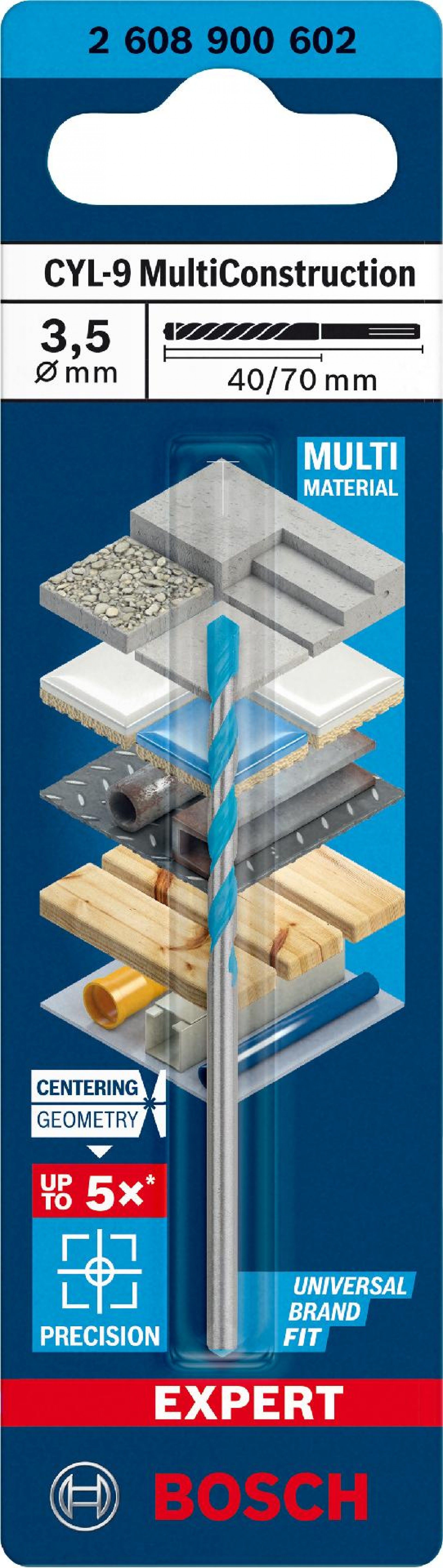 Broca EXPERT CYL-9 MultiConstruction, 3,5 x 40 x 70 mm refª 2608900602 BOSCH