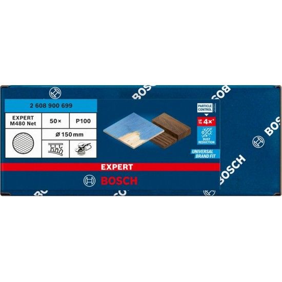 Rede de lixa EXPERT M480 para lixadeiras excêntricas 150 mm, G 100 50 un. refª 2608900699 BOSCH Rede de lixa EXPERT M480 para lixadeiras excêntricas 150 mm, G 100 50 un. refª 2608900699 BOSCH