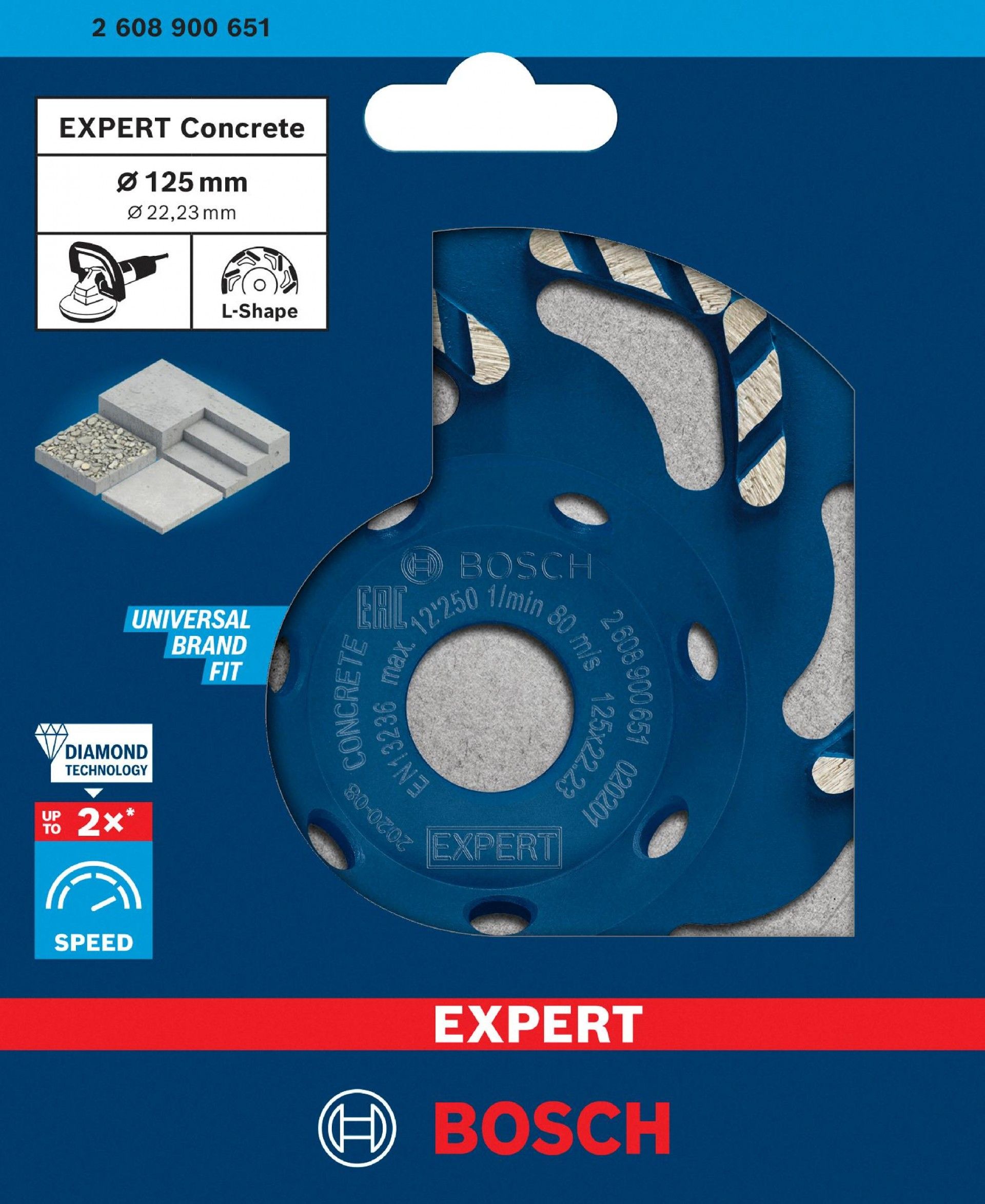 EXPERT Concrete Diamond Grinding Head, 125 x 22,23 x 4,5 mm refª 2608900651 BOSCH