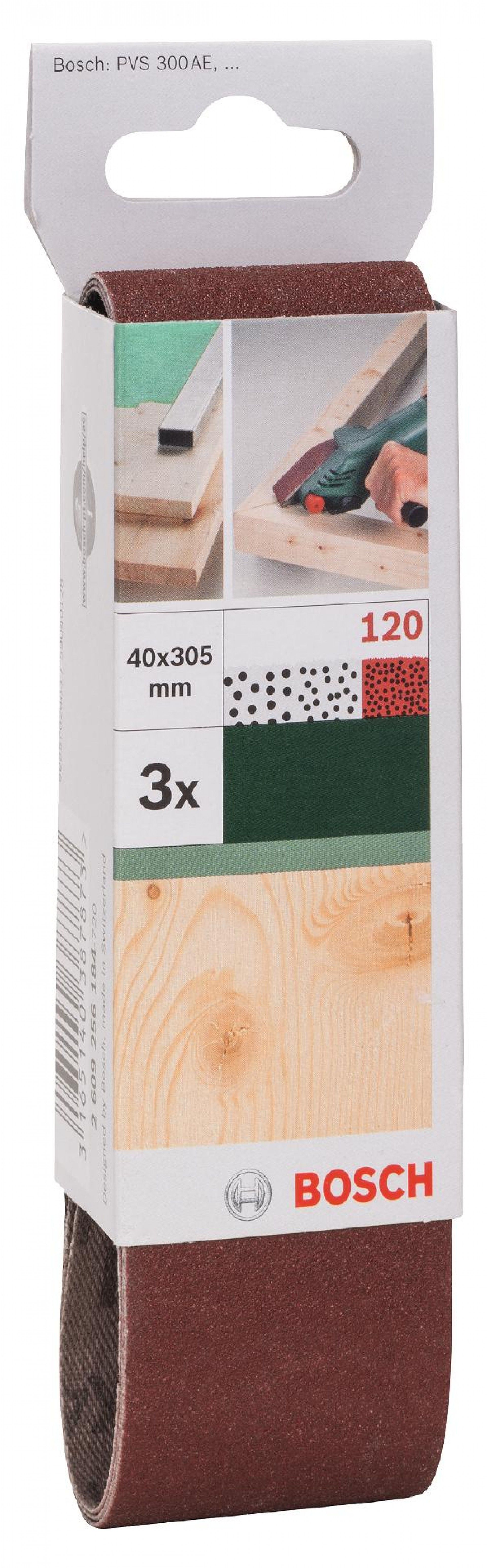 Conjunto de 3 cintas de lixa para lixadeira vario Bosch, qualidade vermelhaG= 120 refª 2609256184 BO