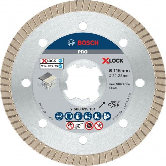 Disco de diamante PRO Ceramic X-Lock, 115 x 22,23 mm, 22,23 mm ref� 2608615131 BOSCH