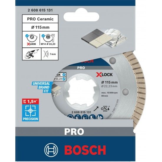 Disco de diamante PRO Ceramic X-Lock, 115 x 22,23 mm, 22,23 mm ref� 2608615131 BOSCH